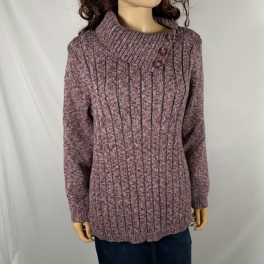 Dressbarn Sweater Top Cowl Neck Pink Multicolor Long Sleeve 14 16 Casual